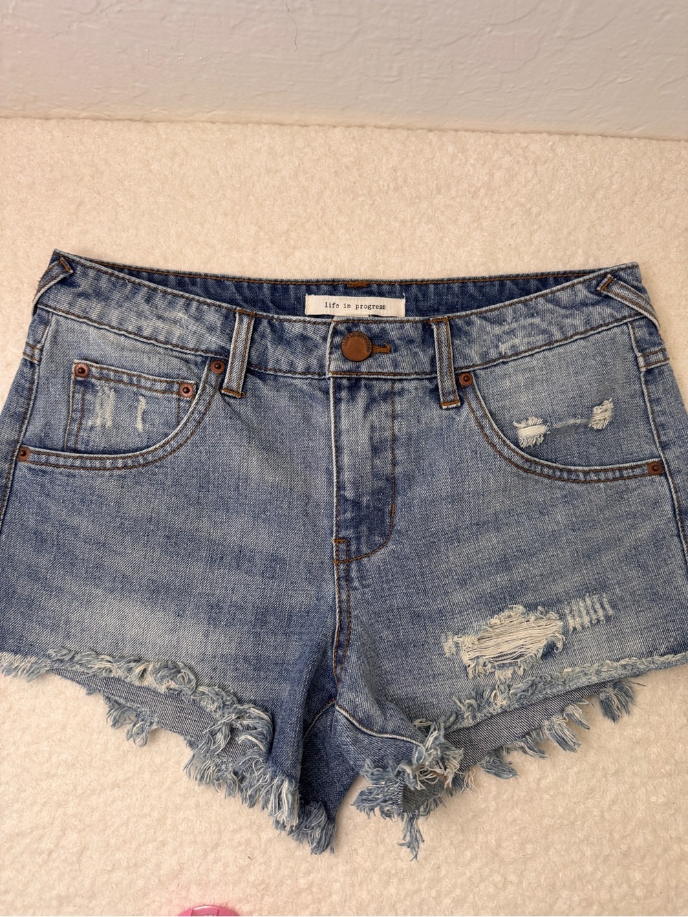life in progress Light Blue Distressed Denim Cutoff Shorts